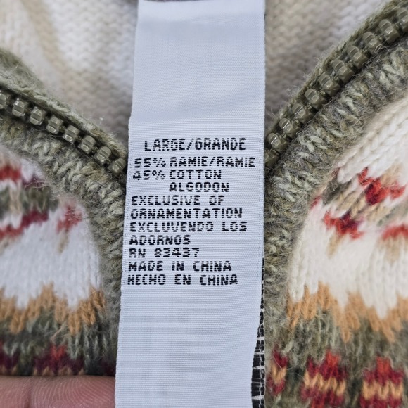 Tiara International Women Fair Isle Knit Full Zip Turtleneck Sweater Large - Picture 7 of 8